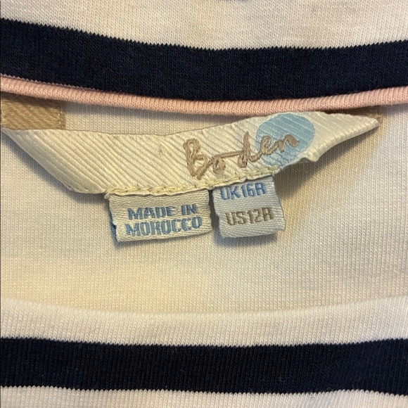 Boden Ruched Detail Striped Blue White Nautical Shirt Sleeve Dress Size 12 - Picture 6 of 7